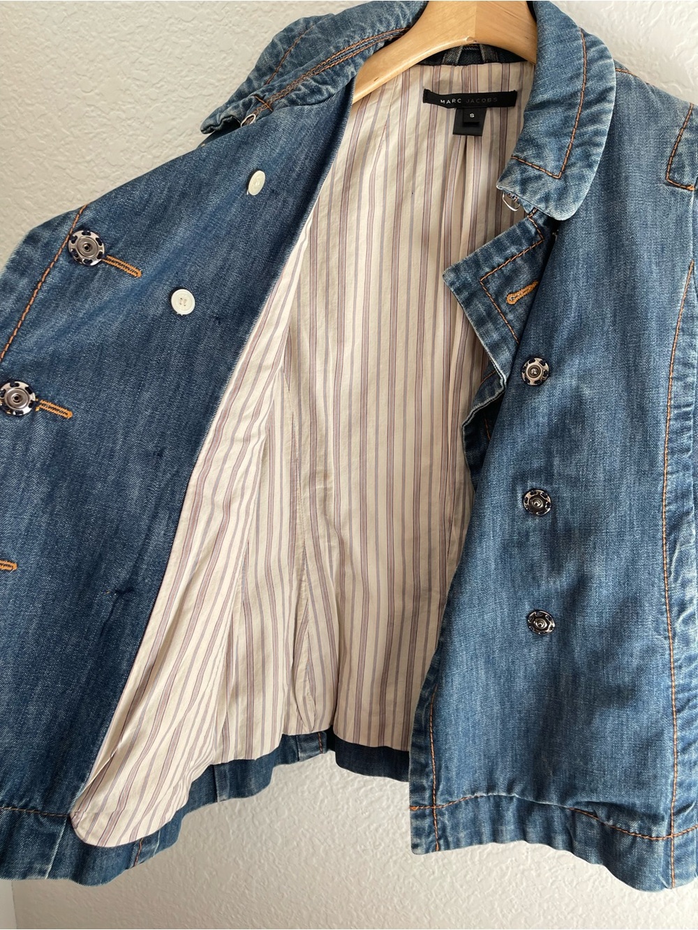 Vintage MARC JACOBS Y2K DENIM Peacoat JACKET small - Picture 7 of 13